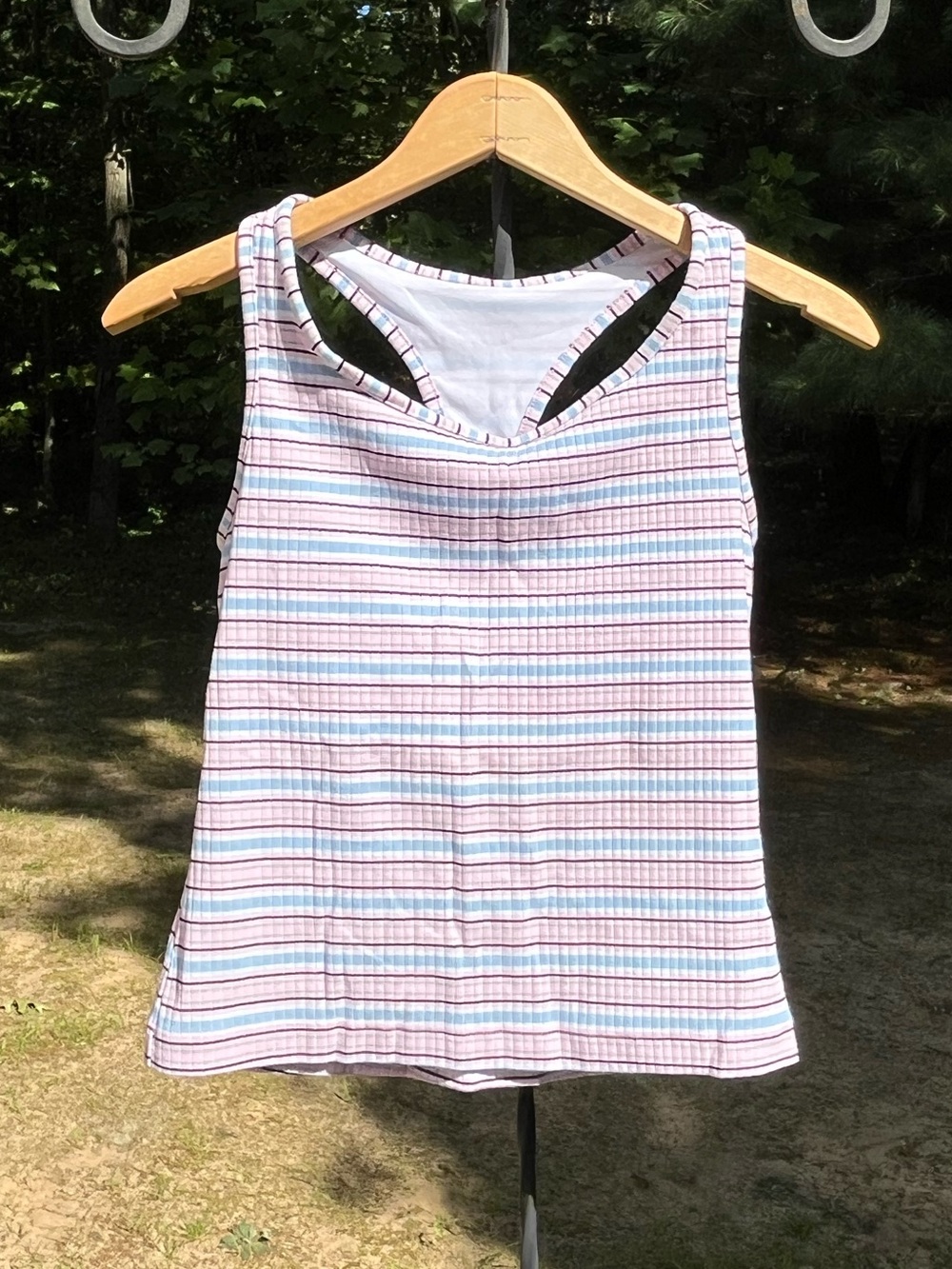 90s Prospirit Retro Athleisure Racerback Tank Top Size M Pastel Striped - Picture 12 of 12